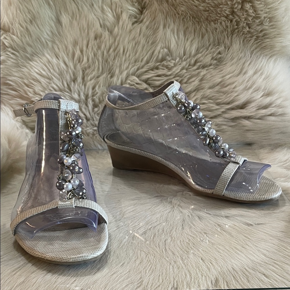 Mootsies Tootsies Wedge Sandals with Pearl and Crystal Details